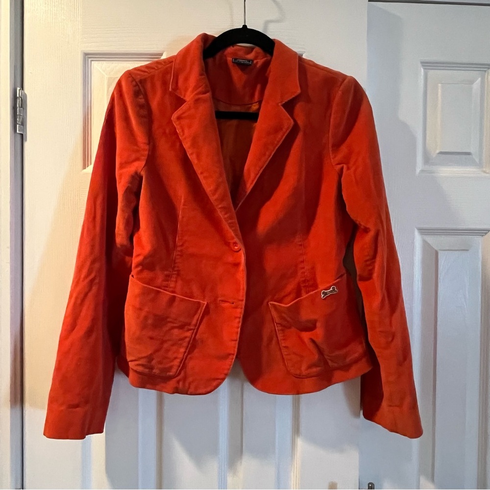 VTG Women’s S Orange Corduroy Blazer Tiger Logo.Le Tigre The Classic Preppy.